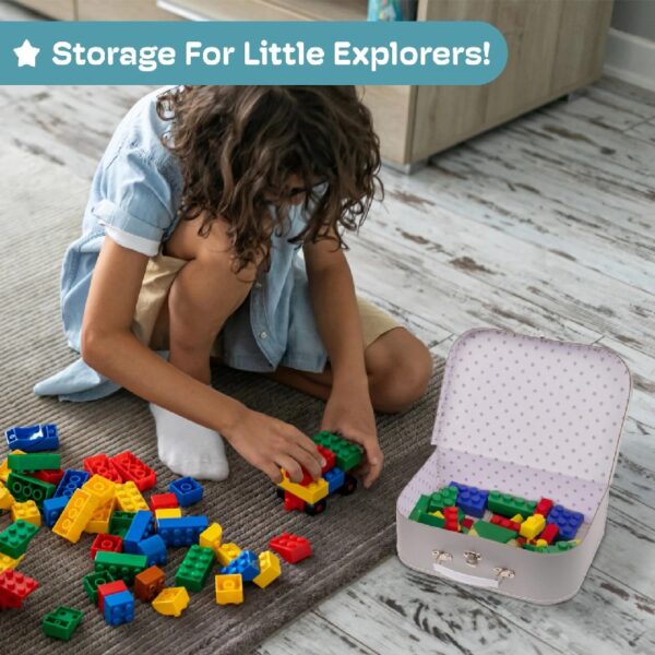 Jewelkeeper Paperboard Suitcases, Set of 3 Decorative Storage Boxes, Vintage Luggage for Birthdays, Weddings, World Map Design