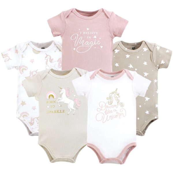 Short Sleeve Bodysuits, 5-Pack, Newborn- 24 Months