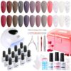 Candy Lover Gel Nail Polish Kit with UV LED Lamp, 12 Colors Cute Lady Gel Polish Starter Kit, All-in-One Quick Dry Soak Off Nail Gel Manicure Kit with DIY Tools Valentine Gift for Women