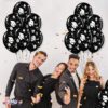 PMU Graduation Balloons 11 Inch PartyTex Premium Emerald Green with All-Over Print White Grad Caps-Confetti and Streamers Pkg/100