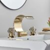 Widespread Bathroom Basin Faucet Crystal Handle Sink Mixer Tap Chrome Finish