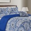 Lux Decor Collection 5 Piece Queen Down Alternative Comforter Set, Washable Duvet Bedding Set - Quatrefoil Navy