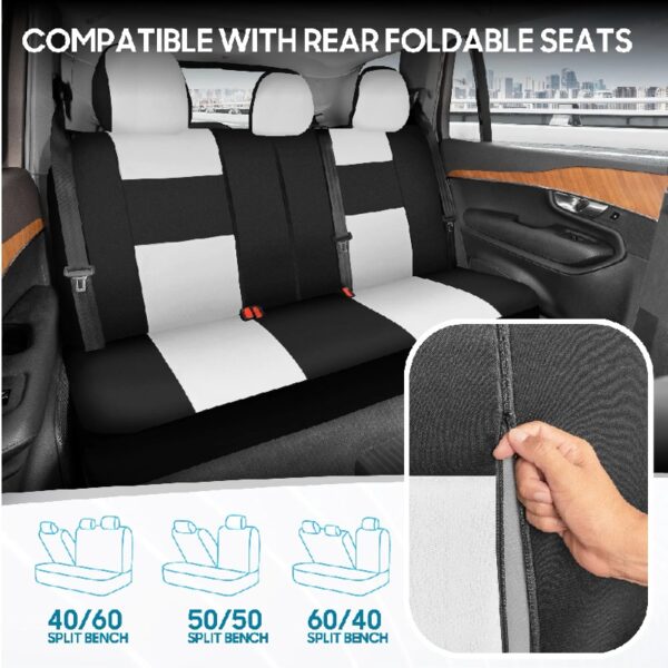 PolyPro Car Seat Covers Full Set in Charcoal on Black – Front and Rear Split Bench for Cars, Easy to Install Cover Set, Accessories Auto Trucks Van SUV