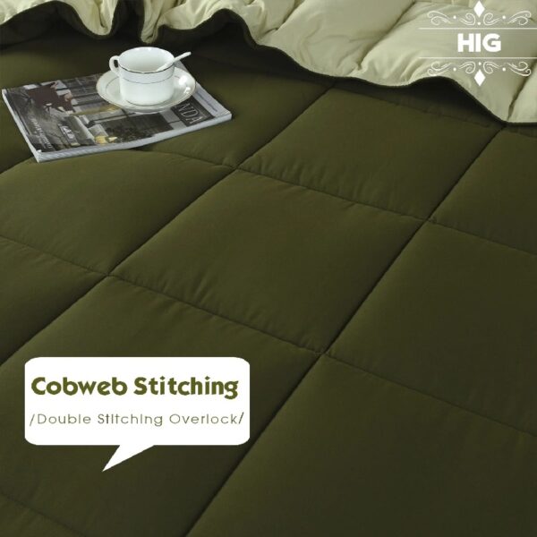 Light Weight Down Alternative Comforter Set, Queen, Green, Reversible