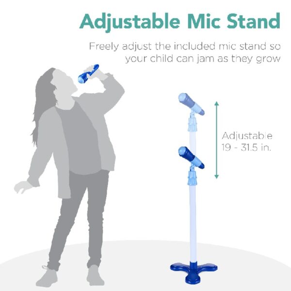 19in Kids Flash Guitar, Pretend Play Musical Instrument Toy for Toddlers w/ Mic, Stand - Navy