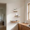 Set of 3 Live Edge Wooden Floating Shelves, Farmhouse Vintage Wall Shelf Display Decor for Living Room, Bathroom, Bedroom, Brown