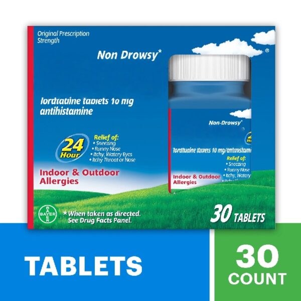 Allergy Relief 24 Hour Non-Drowsy Loratadine Antihistamine Allergy Medicine Tablets, 30 Count