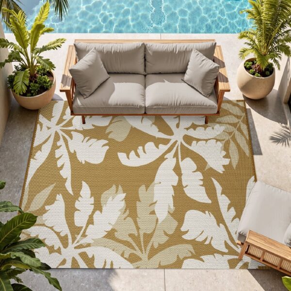 Outdoor Rug Carpet 5'x8' Waterproof Reversible Patio Rug Portable Indoor Outdoor Rug Plastic Straw Rug for Beach RV Camping Garden Picnic Deck Backyard Porch Decor Black