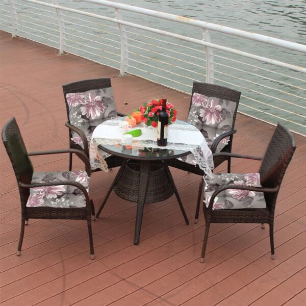 Outdoor Patio Cushion, Rocking Chair Cushion Set, Tufted Pads, Set of Upper and Lower with Ties Pack of 2 (2 Sets) - Back 21