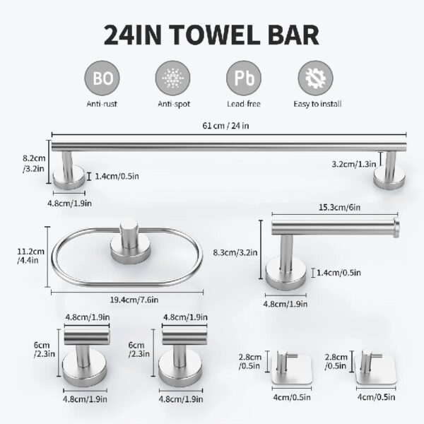 Bathroom Hardware Set, 7 Pieces Bathroom Accessories Set Includes 24