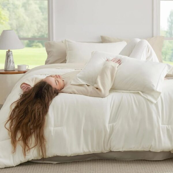 King Size Comforter Set Burnt Orange, 7 Pieces Lightweight King Bedding Sets Boho with Comforter, Sheets, Pillowcases & Shams