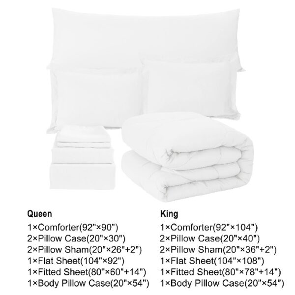 8 PCS Modern Comforter Set with Sheets All Season Bed in a Bag, Black, Queen Size