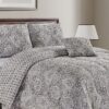 Lux Decor Collection 5 Piece Queen Down Alternative Comforter Set, Washable Duvet Bedding Set - Quatrefoil Navy