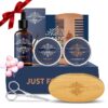 Beard Care Kit, Beard Grooming & Trimming Kit for Men Care, Beard Oil & Balm, Beard Wash Soap, Mustache Scissors, Beard Comb & Brush