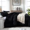3 Pieces Bed in a Bag Comforter Set Duvet Insert,Reversible,Red/Black,Full Size Comforter Set-200GSM