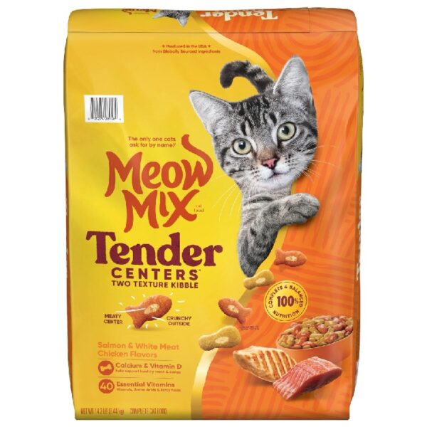 Meow Mix Tender Centers Salmon & White Meat Chicken Flavors, Dry Cat Food, 14.2 lb. Bag