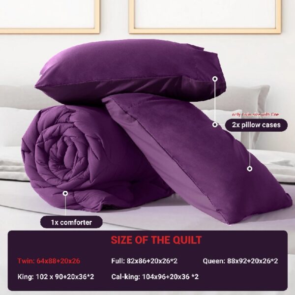 3 Pieces Bed in a Bag Comforter Set Duvet Insert,Reversible,Red/Black,Full Size Comforter Set-200GSM