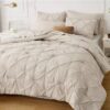 Dorm Bedding Twin Comforter Set - 5 Pieces Pintuck Bed in A Bag with Comforters, Sheets, Pillowcases & Shams