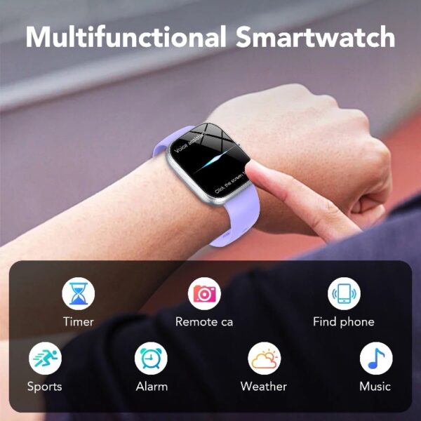 Smart Watch Fits for Android and iPhone, IP68 Waterproof Smartwatch for Women Men 100+ Sports Modes 1.91-inch Fitness Tracker, Smart Watch with Bluetooth Call(Answer/Make Calls), for Gift Black