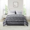7 Piece Reversible Bed in a Bag Comforter Set with Sheets, Black, Queen