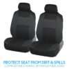 PolyPro Car Seat Covers Full Set in Charcoal on Black – Front and Rear Split Bench for Cars, Easy to Install Cover Set, Accessories Auto Trucks Van SUV