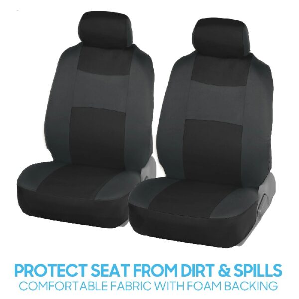 PolyPro Car Seat Covers Full Set in Charcoal on Black – Front and Rear Split Bench for Cars, Easy to Install Cover Set, Accessories Auto Trucks Van SUV