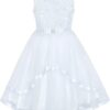 Flower Girls Dress Blue Belted Wedding Party Bridesmaid 12
