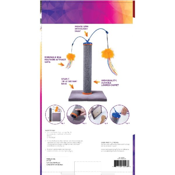 SmartyKat Scratch 'N Spin Carpet Cat Scratching Post with Interactive Spinning Wand Cat Toys