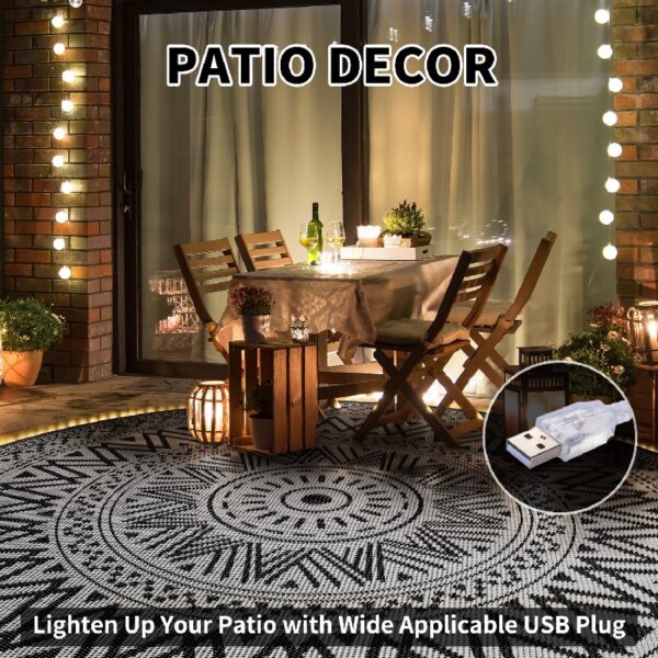 Outdoor Rug 6'x9' Waterproof Patio Rug Reversible Indoor Outdoor Rug Lightweight Plastic Straw Rug for RV Camping Deck Balcony Boho Porch Decor Dark Grey and White