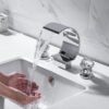 Widespread Bathroom Basin Faucet Crystal Handle Sink Mixer Tap Chrome Finish