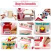 46PCS Upgraded Cash Register Playset for Kids, Cashier Register Toy, Kids Pretend Play Cash Register Toys with Scanner, Shopping Cart, Calculator, Play Food, Toys for Girls 3 6 Years-Green