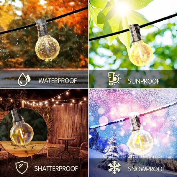 DAYBETTER Outdoor String Lights,100ft,with 50 G40 Edison Vintage Bulbs,Waterproof for Patio Garden Gazebo Bistro Cafe Backyard