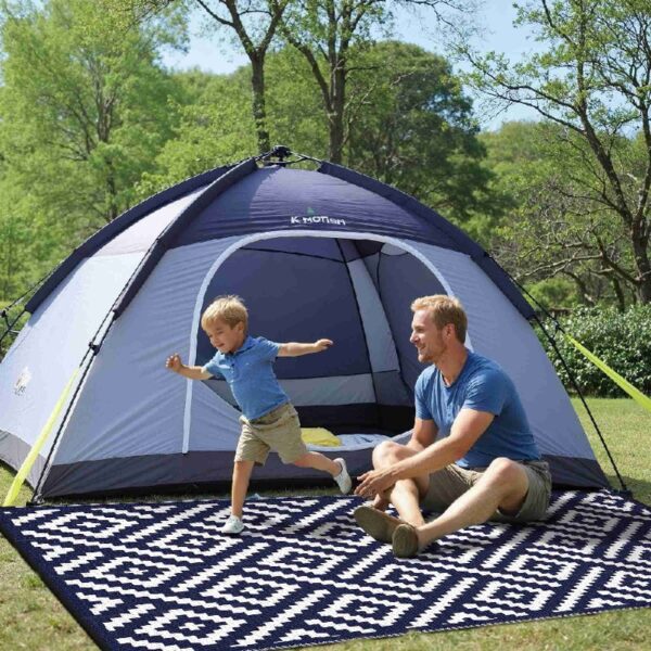 6'x 9' Outdoor Rug Plastic Waterproof Outside Foldable Mat UV Resistant Patio RV Deck Carpet,Black Brown