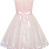 Flower Girls Dress Blue Belted Wedding Party Bridesmaid 12