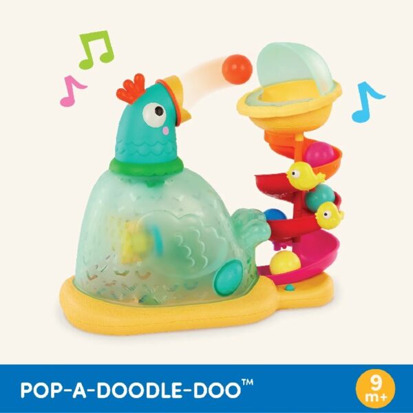 Pop-a-Doodle-Doo Chicken Ball Popper with Music Lights, Learning Toy for Baby and Toddler