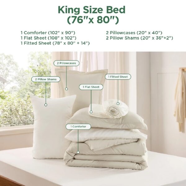 King Size Comforter Set Burnt Orange, 7 Pieces Lightweight King Bedding Sets Boho with Comforter, Sheets, Pillowcases & Shams