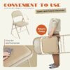 Folding Chair 2 Pack, Convenient Leather Padded Folding Chairs, Outdoor and Indoor, Khaki