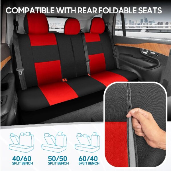 PolyPro Car Seat Covers Full Set in Charcoal on Black – Front and Rear Split Bench for Cars, Easy to Install Cover Set, Accessories Auto Trucks Van SUV