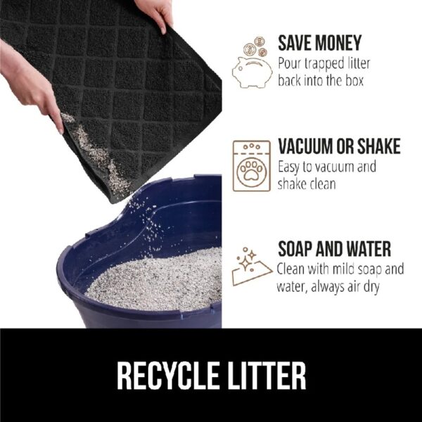 GRIP Cat Litter Box Mat, 35x23, Water Resistant Kitty Litter Trapping Mat, Textured Backing, Easy to Clean, Less Waste and Clean Floors, Kitten Supplies for Indoor Cats, Soft on Paws, Gray