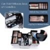 4 Trays Makeup Train Case Cosmetic Storage with Dividers Lockable Jewelry Makeup Box Organizer Pink