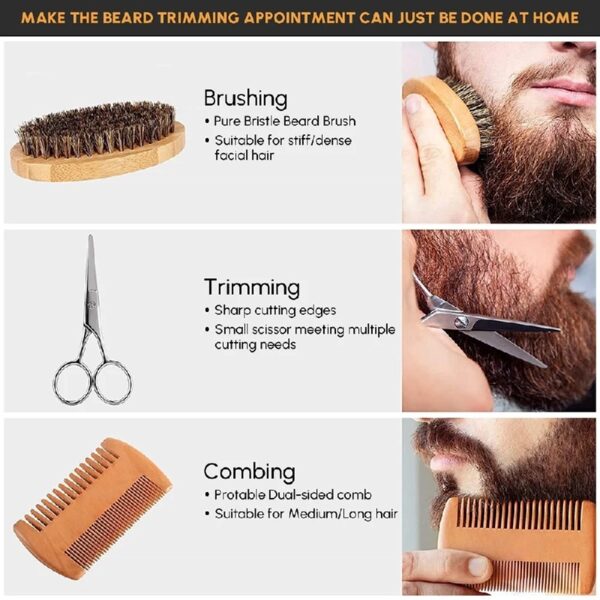 Beard Care Kit, Beard Grooming & Trimming Kit for Men Care, Beard Oil & Balm, Beard Wash Soap, Mustache Scissors, Beard Comb & Brush