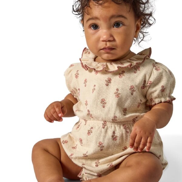 By Gerber Baby Girl Bubble Romper with Flutter Sleeves, Sizes 0/3 Months - 24 Months