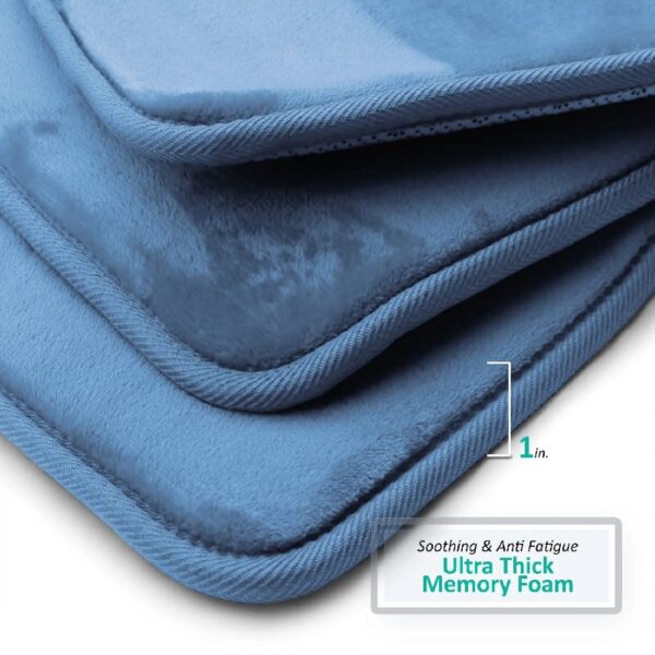 Nestl Set of 3 Absorbent Memory Foam Bath Mat Bathroom Rugs, Gray, Large 20