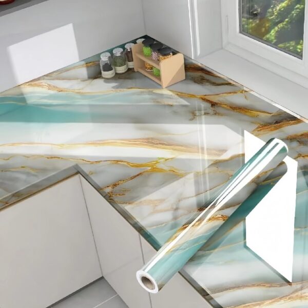 Light luxury imitation marble stickers for furniture renovation kitchen stove tabletop decoration high temperature resistance waterproof oil Peel And Stick wallpaper