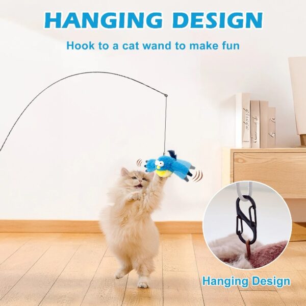 Risehigh Cat Toys for Indoor Cats Interactive Flapping Chirping Bird Kitten Toy Touch Activated Rechargeable Automatic with Catnip