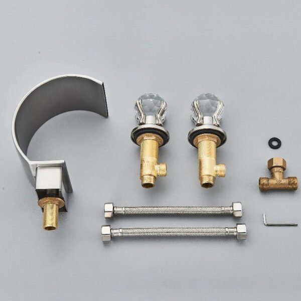 Widespread Bathroom Basin Faucet Crystal Handle Sink Mixer Tap Chrome Finish