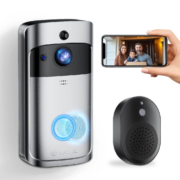 Doorbell Camera Wireless , 1080P Video Doorbell with Chime, Front Door Camera, 2-way Audio, Instant Alert,PIR Motion Detection,Night Vision,Battery-Powered Smart Doorbell