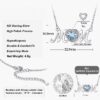 Bestyle S925 Sterling Silver Necklace for Mom Grandma Shiny CZ Heart Pendant Necklace March Created Aquamarine Birthstone Jewelry Mother's Day Gift