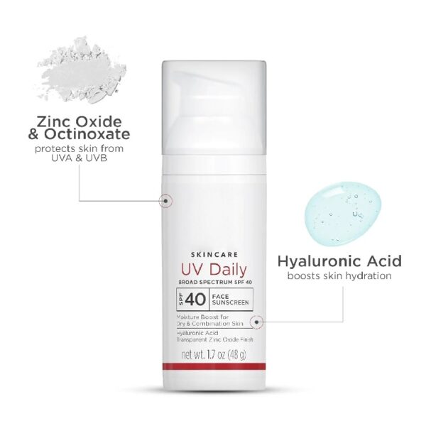 UV Daily SPF 40 Face Sunscreen Moisturizer with Zinc Oxide, Daily Face Moisturizer with SPF, Sunscreen, 1.7 oz Pump