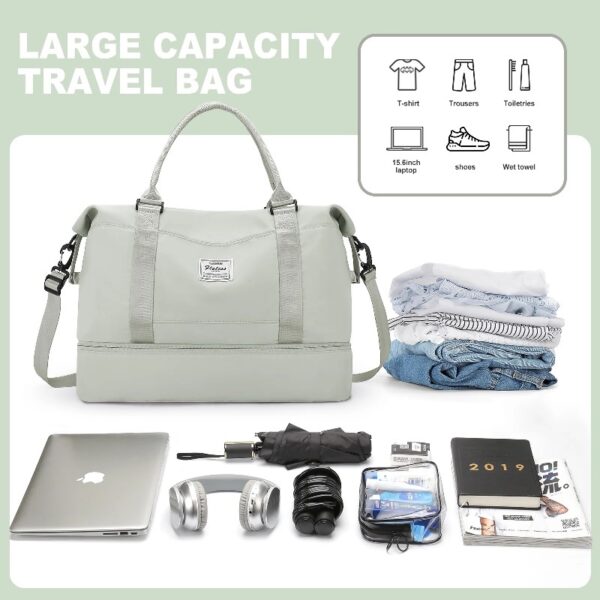 96ec0bdc299d42b5ad36b32d01769d77 Weekender Bags for Women, Travel Duffel Bags with Shoe Compartment,Personal Item Travel Bag for Airlines, Carry on Overnight Tote Bag for women,Beige&Brown